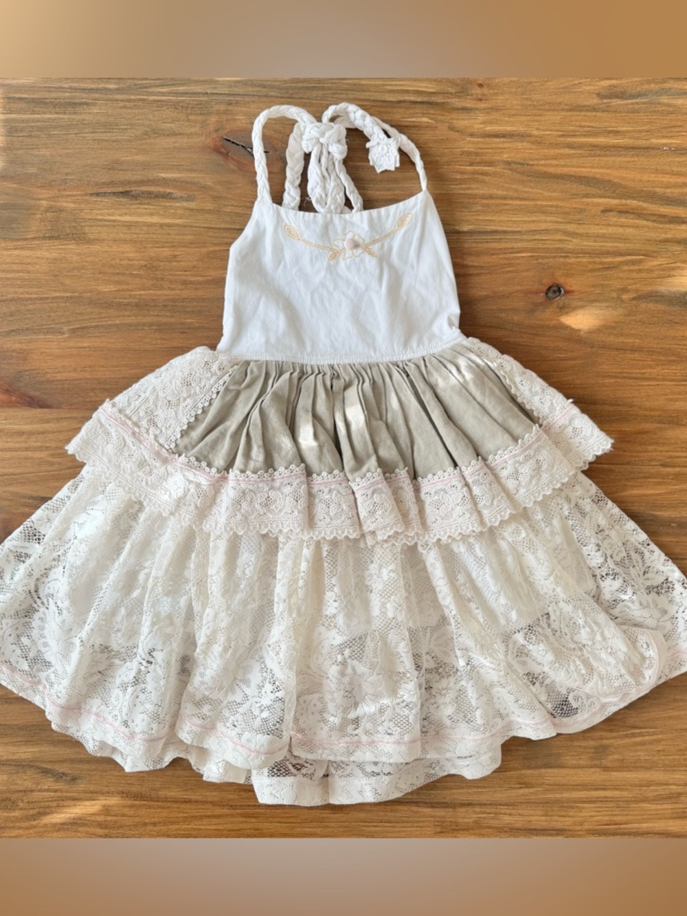 Dollcake Creams and Beige Lace Halter Dress size 4 - Picture 2 of 10